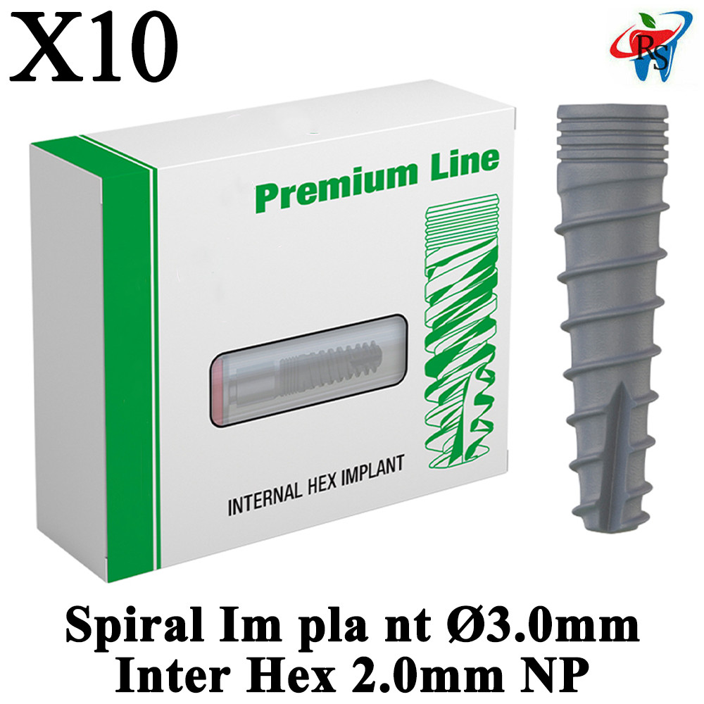 10pcs Dental Spiral Narrow Platform Im pl ant Ø3.0mm Inter Hex 2.0mm