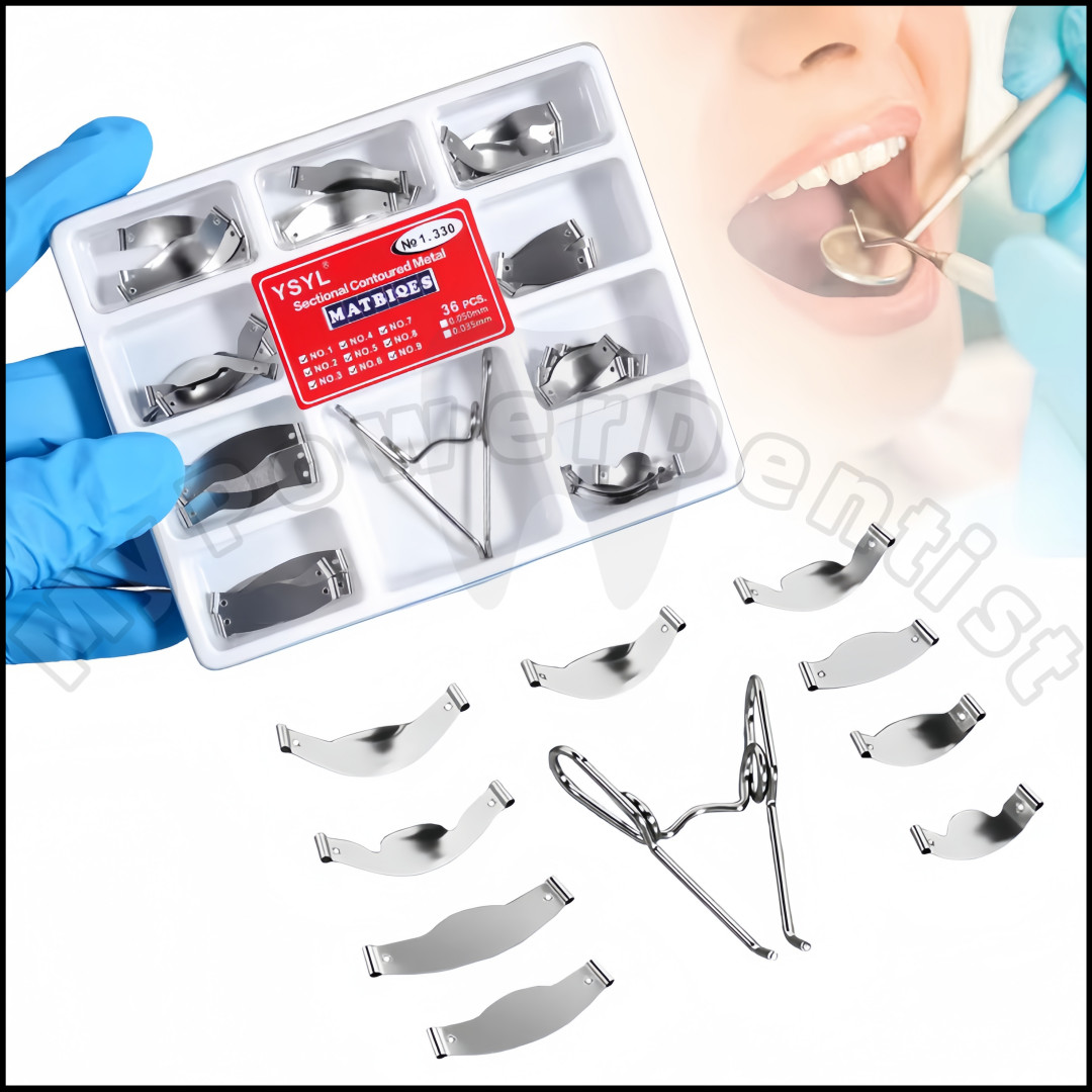5Box Dental Matrix Band for Molar Restoration Sectional Contoured Metal Bands