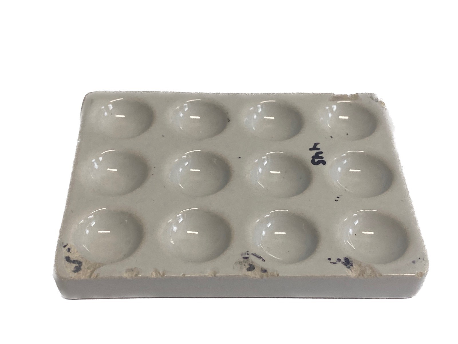 Laboratory White Porcelain 12-Well Depression Color Reaction Spot Plate 118mm B