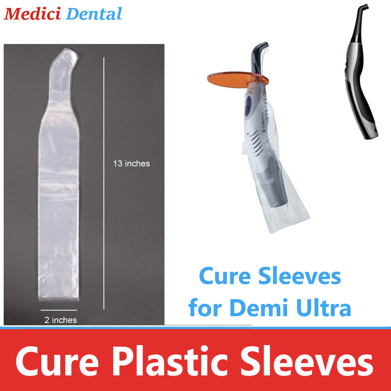 Dental Curing Light Sleeve Covers FIt KERR Demi Ultra Plastic Cover – 500/Box