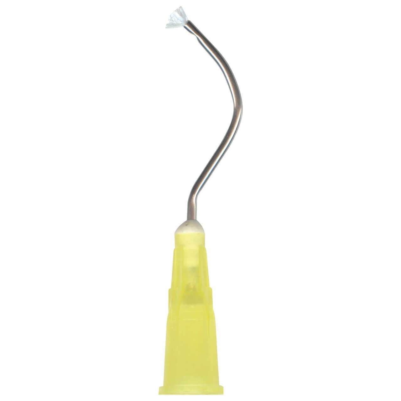 100Pcs Dental Disposable metal infusor yellow tip Pre-Bent w/ brush padded 19G