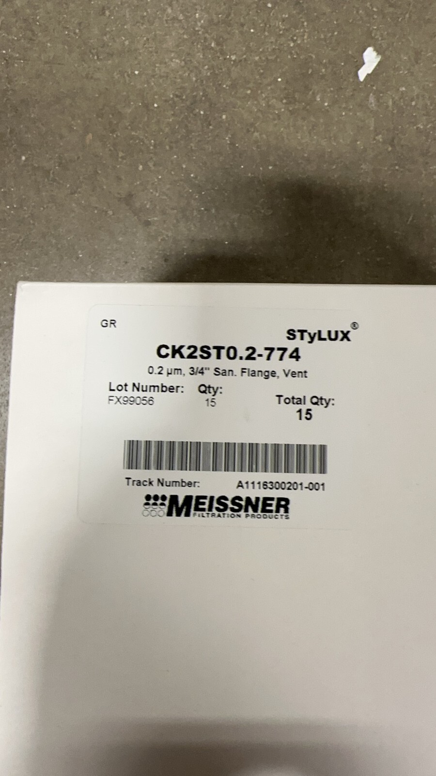 Meissner CK2ST0.2-774 filter stylux 0.2um, 3/4″ San Flange Vent, 3 filter left