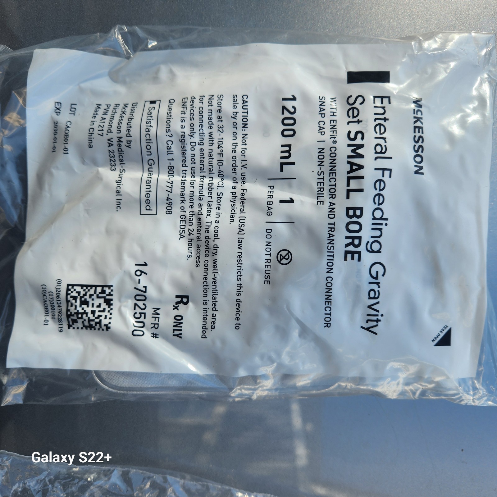 McKesson Enteral Feeding Gravity Set Small Bore 1200 mL 16-702500