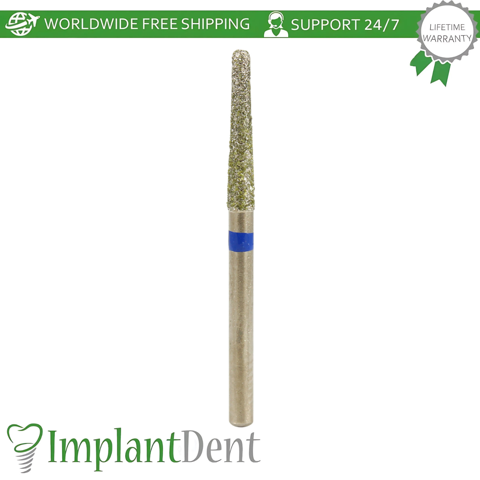 FG Diamond Burs 10pc High Speed Long Cone Domical Head Stainless Steel Handpiece