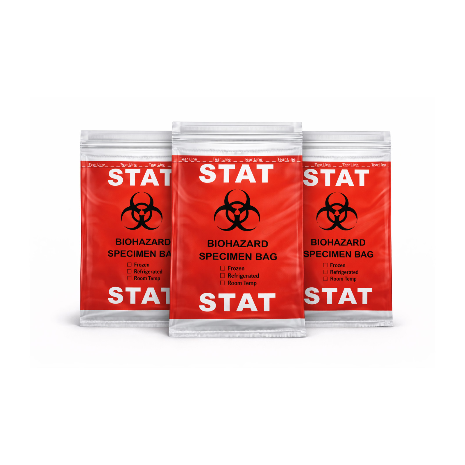 1000PCS 6x9IN STAT SPECIMEN TRANSPORT BIOHAZARD BAG, RED, ECONO-ZIP