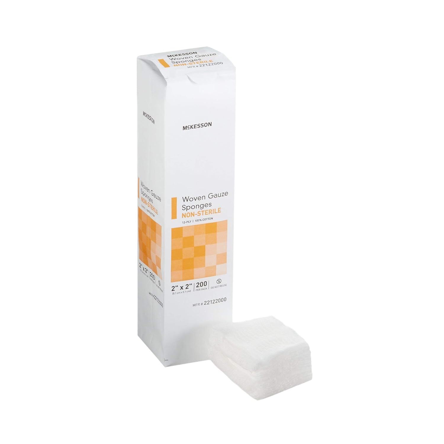 McKesson Woven Gauze Sponges 12-Ply 2×2 Non-Sterile 200 per Pack 40 Packs