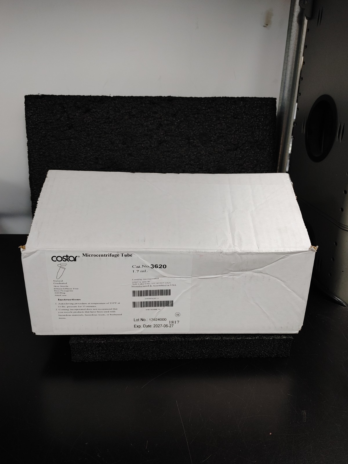 500 Box COSTAR 3620 1.7mL Snap Cap Microcentrifuge Tube Polypropylene Nonsterile