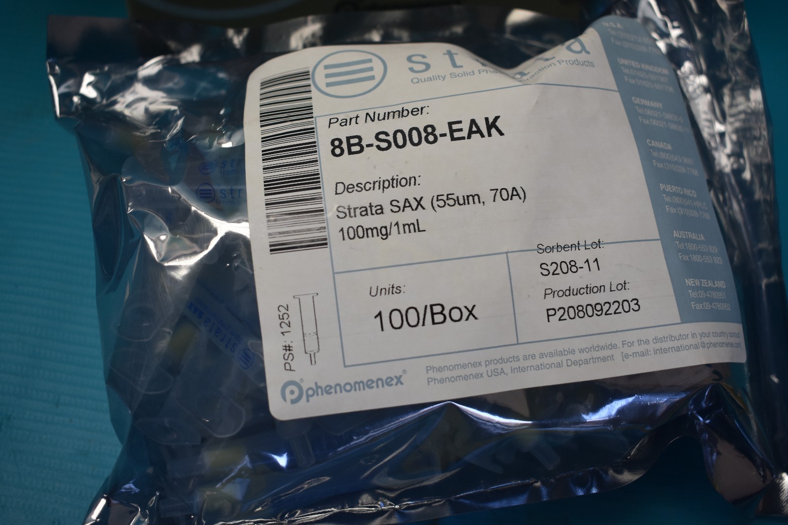 NEW STRATA PHENOMENEX 8B-S008-EAK 100/BOX