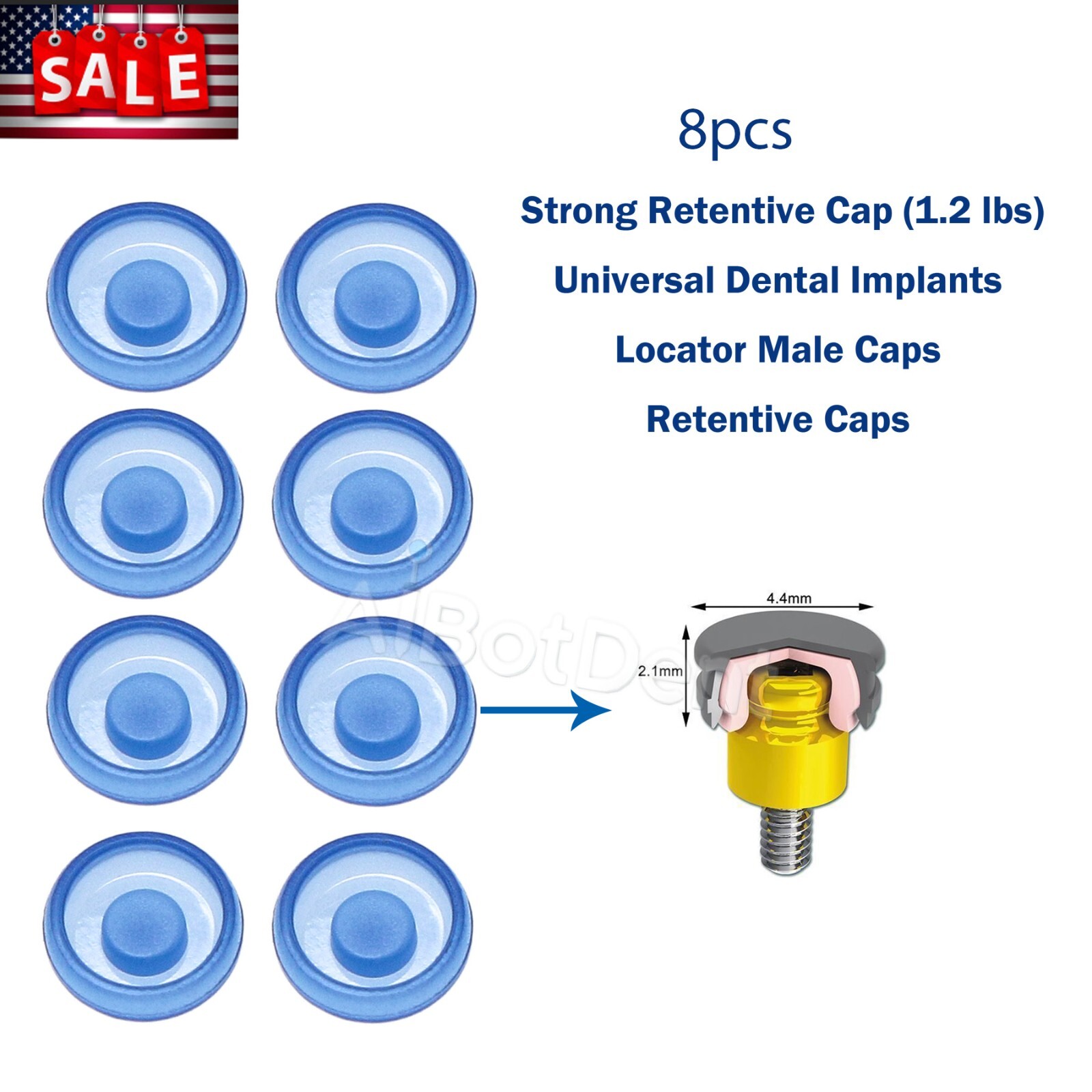 US Dental Overdenture Implant Retention Cap Abutment Metal Housing Kit Xtra-Soft