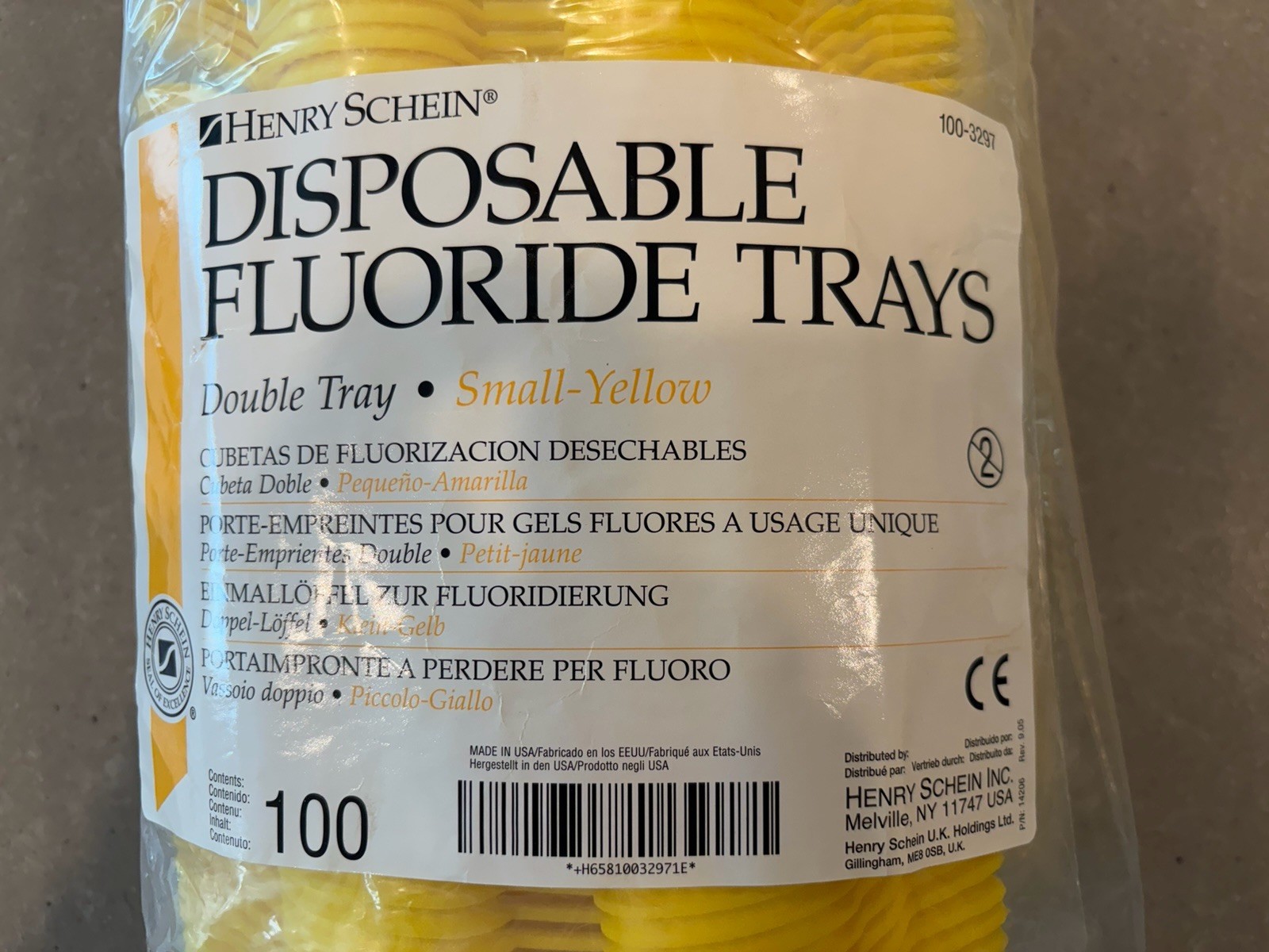 Henry Schein Dental Disposable Fluoride Trays Small Yellow 100x USA