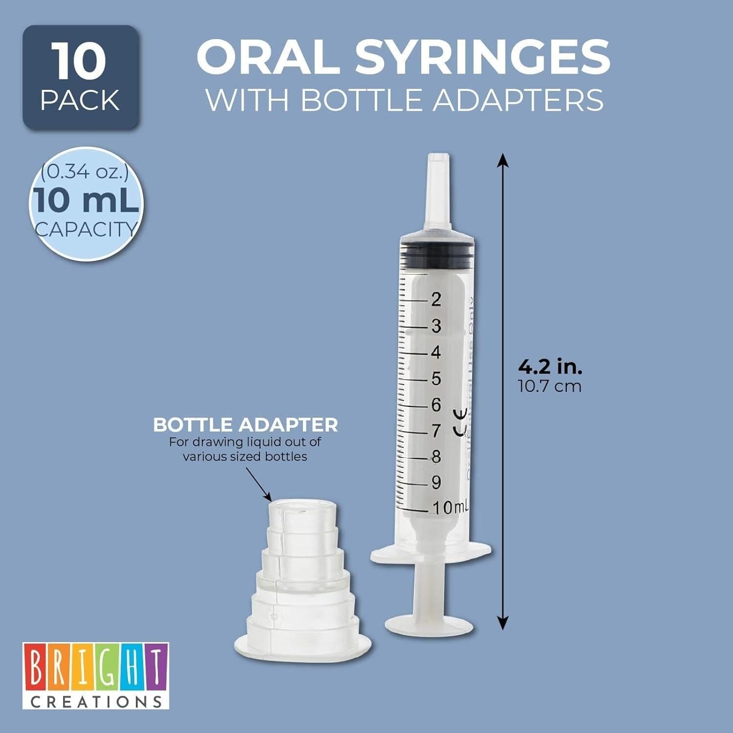Bright Creations Oral Medicine Syringes with Bottle Adapter (Transparent, 10…