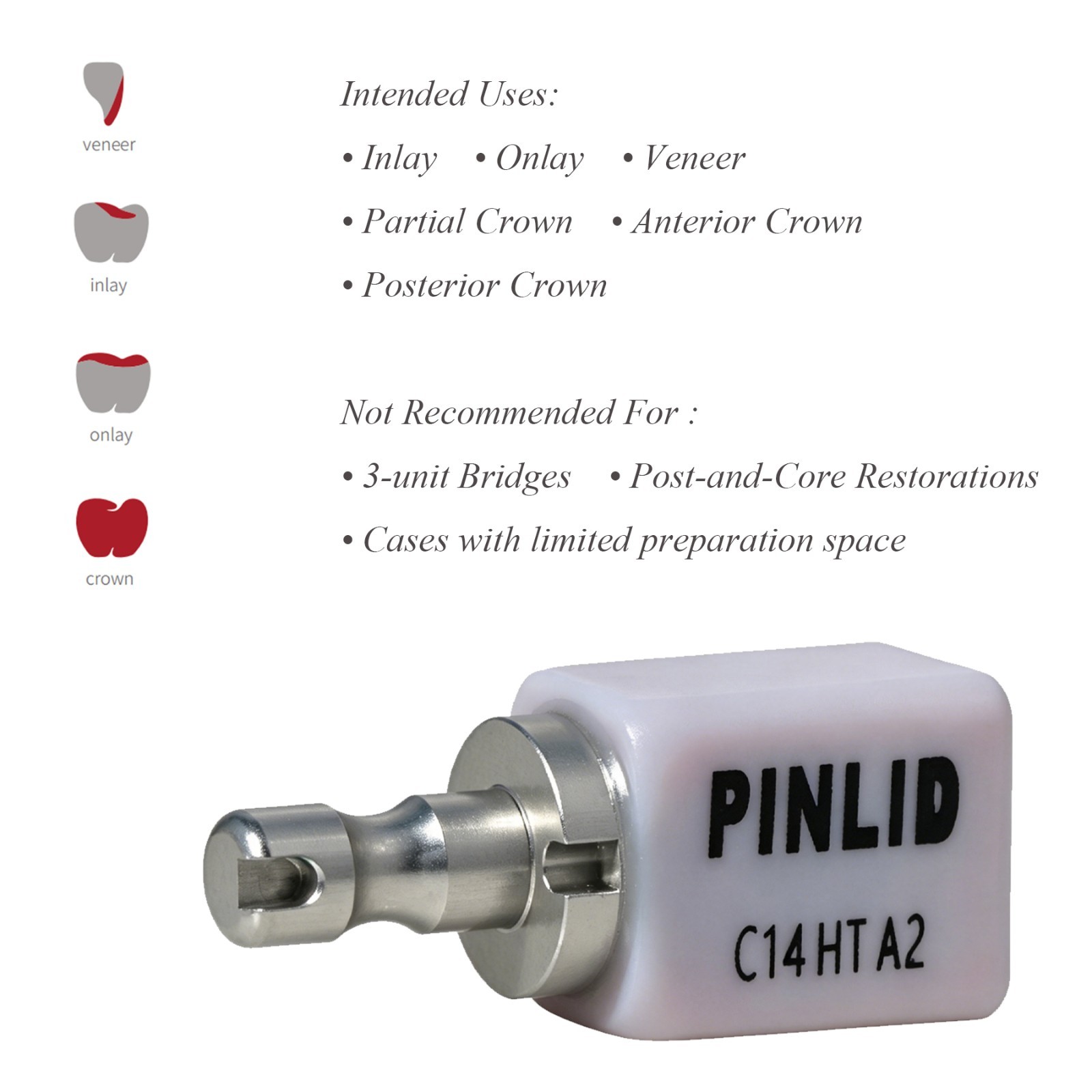C14 Dental Lithium Disilicate Blocks Emax CAD/CAM For CEREC Inlab 5Pcs/Box HT-A2