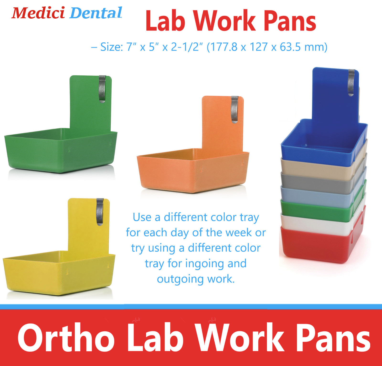 10pcs Dental Lab Working pans Plastic Storage Container Retainer Box with Clip