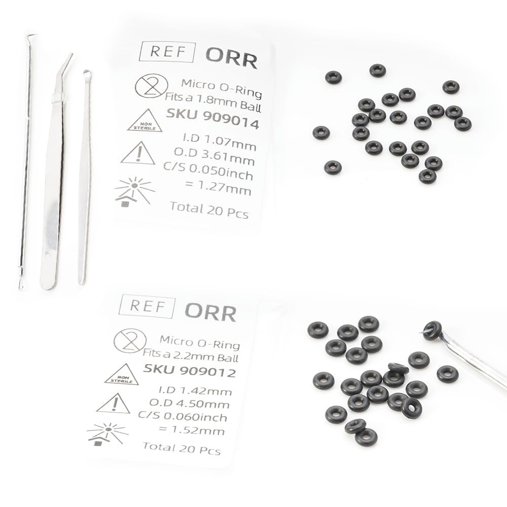 40pc Micro O-Ring Kit Mini Dental Implants Fits 1.8mm & 2.2mm Ball Attachments