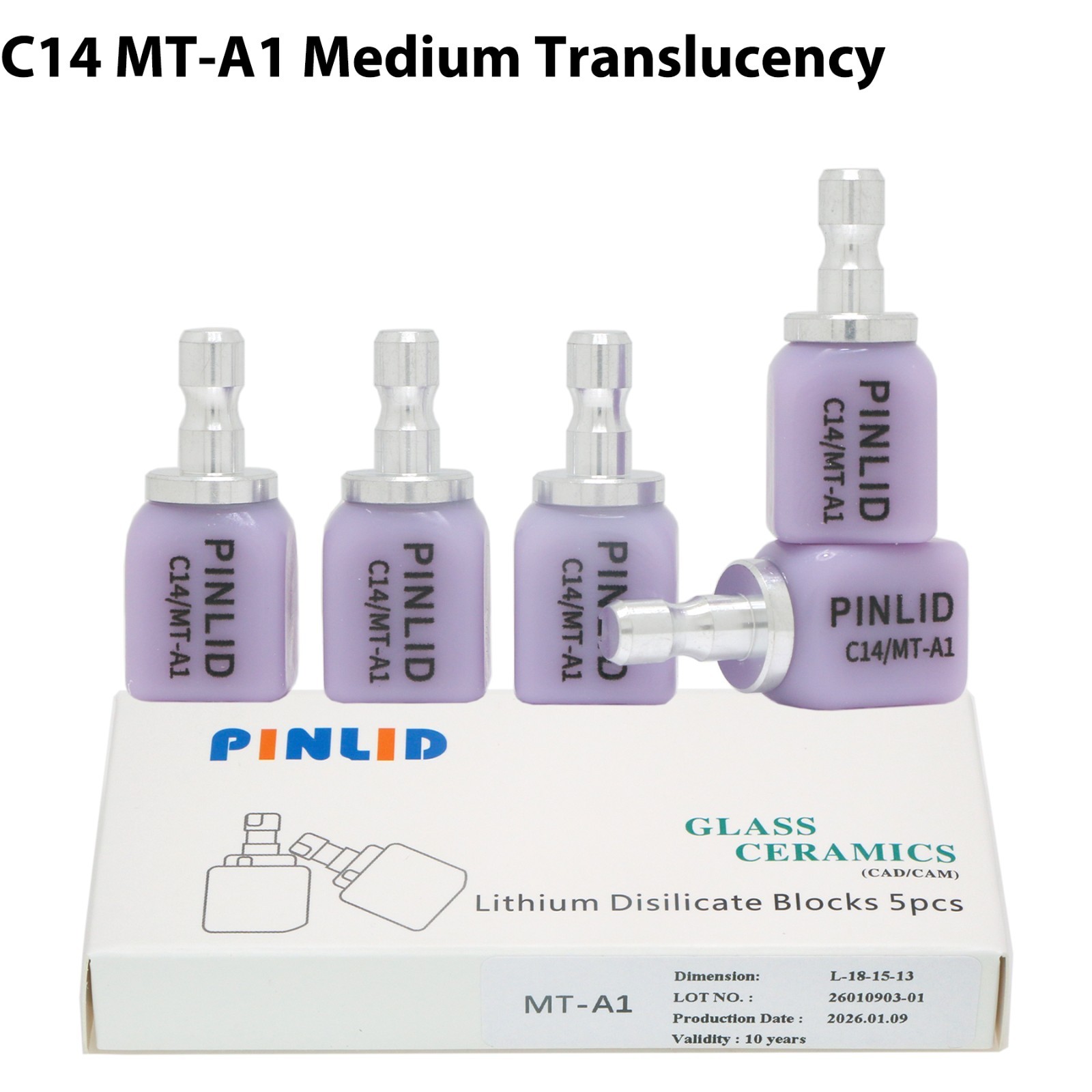 C14 Dental Ceramic Blocks Lithium Disilicate Cerec CAD CAM MT A1 A2 A3 5Pcs/Box