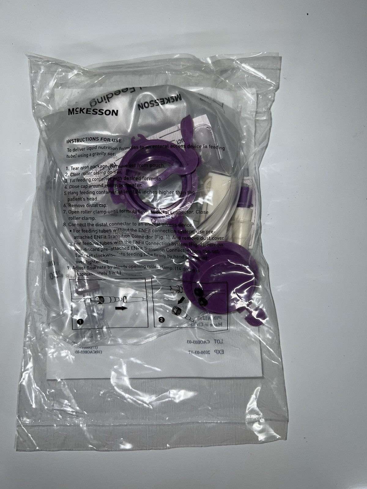 McKesson Enteral Feeding Gravity Set Large Bore 1200 mL ENFit 16-702505