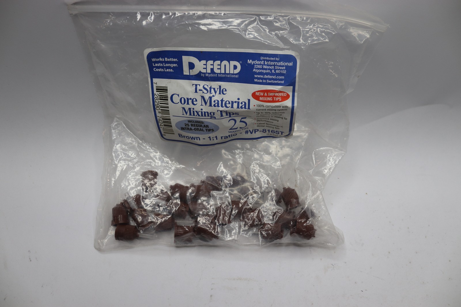 (25-Pk) Defend Regular T-Mix Core Material Mixing Tips Brown VP-8165T
