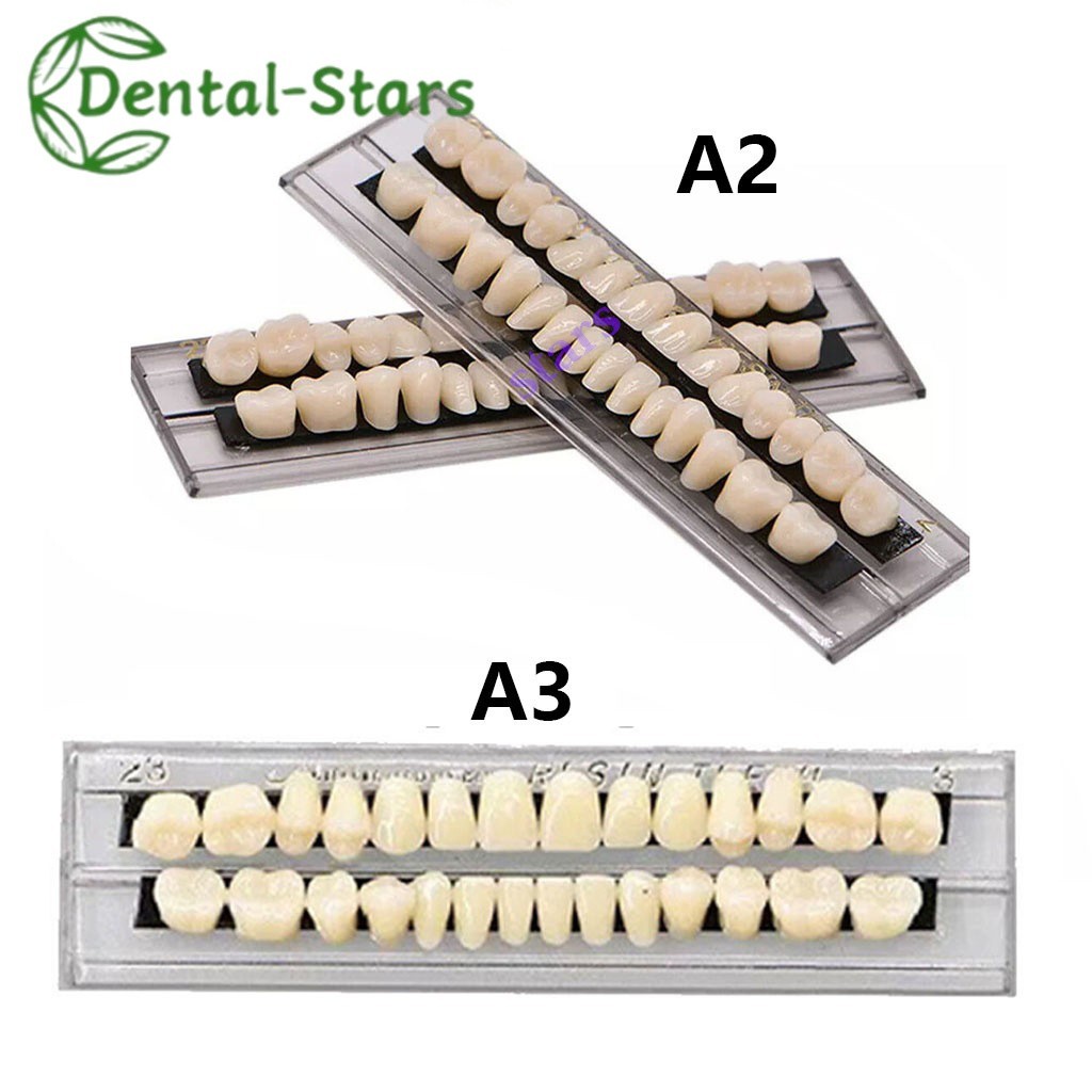 2 Sets Dental Acrylic Denture Resin #22 #23 Shade A2 A3 False Teeth Full Set U+L