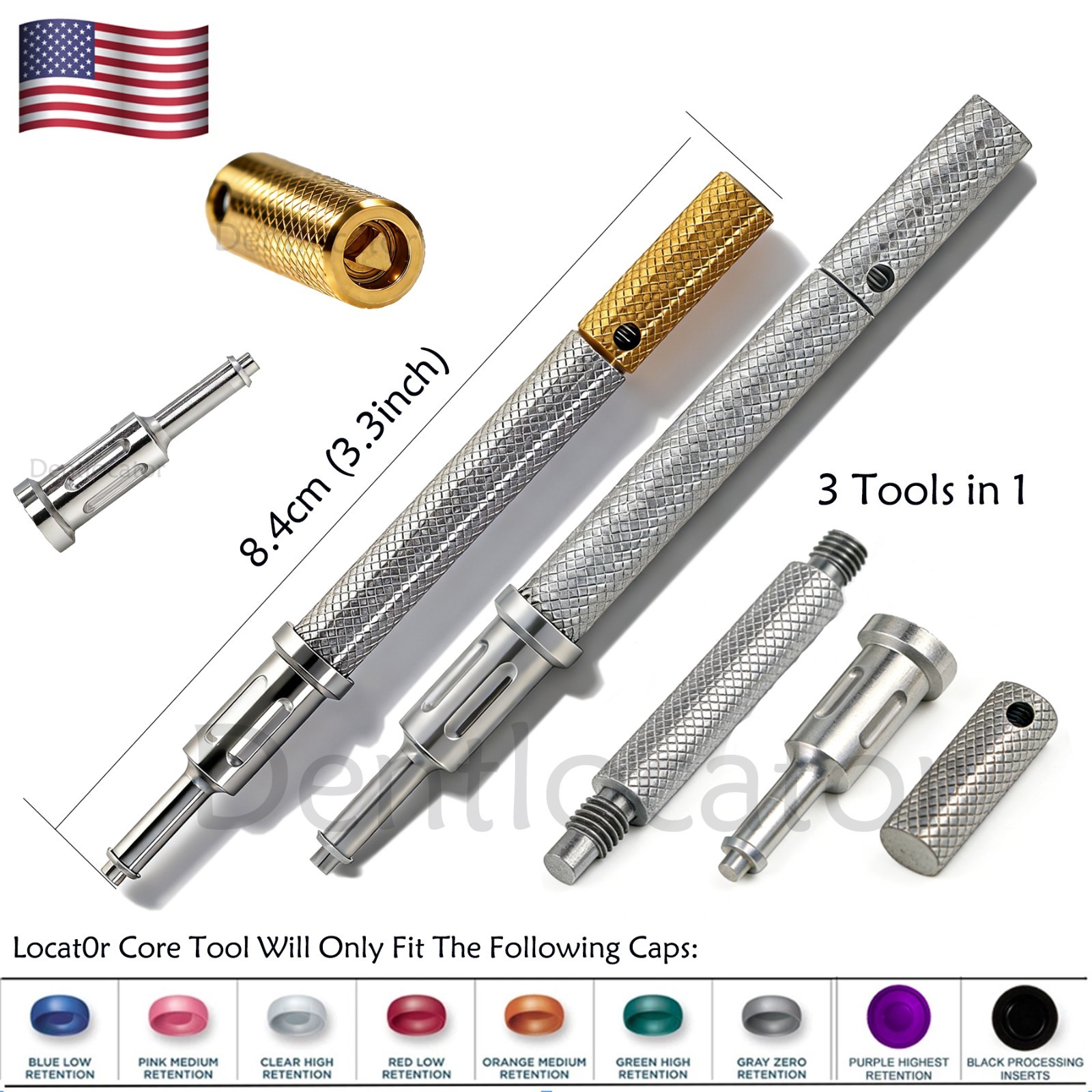 US Zest LOCATOR Core Tool -Insert Remove Retention Males +Abutment Driver Dental