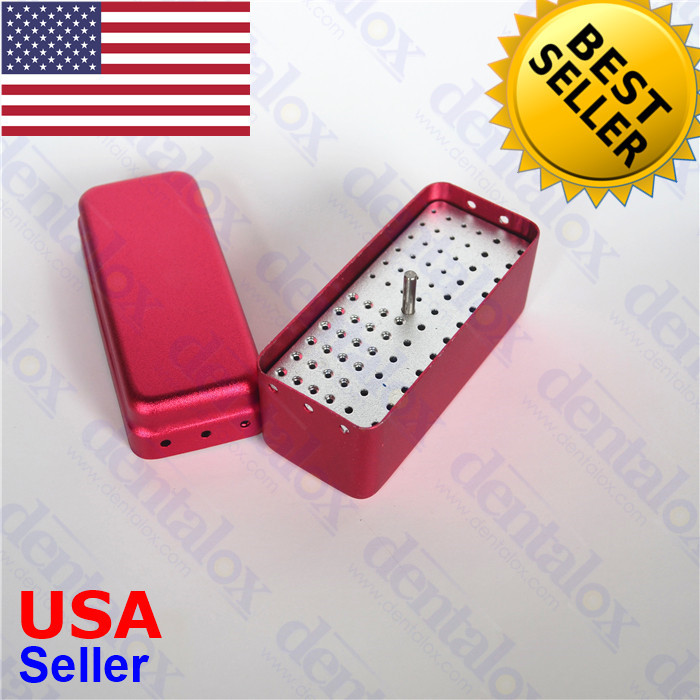 #B003 3 x Pack 72 Holes Autoclavable Aluminum Bur Disinfection Box Sorted Colors