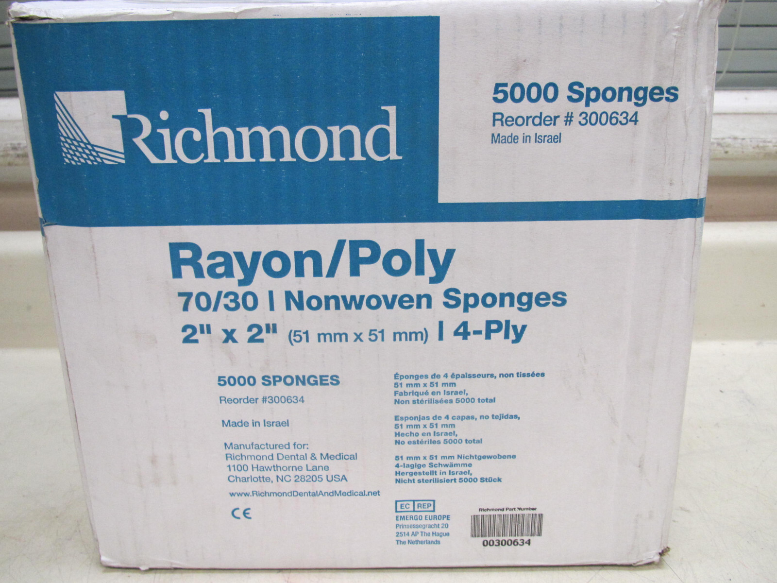 Richmond Dental & Medical 300634 2″ x 2″ Rayon/Poly Nonwoven Sponge Qty. 5000