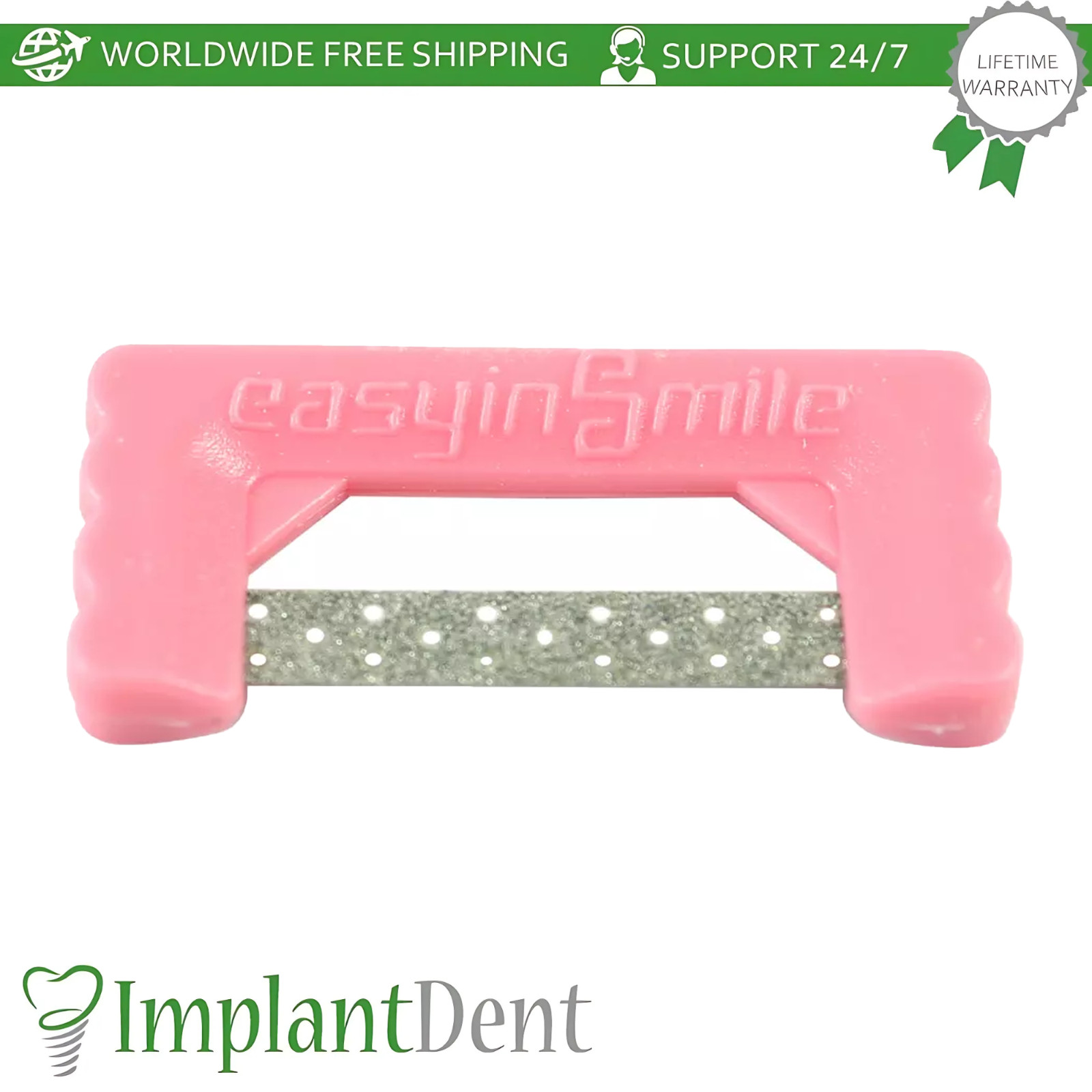 EasyinSmile 10pcs Perforated Coarse Bright Pink Widener Dental IPR Strips Set