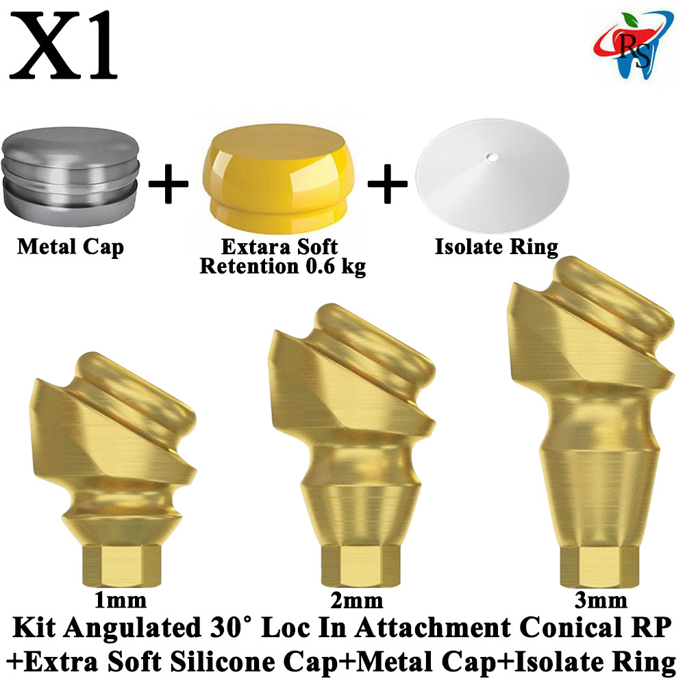 1x Kit Angulated 30˚ Loc In Attachment Conical RP Extra Soft Silicone Cap Ring