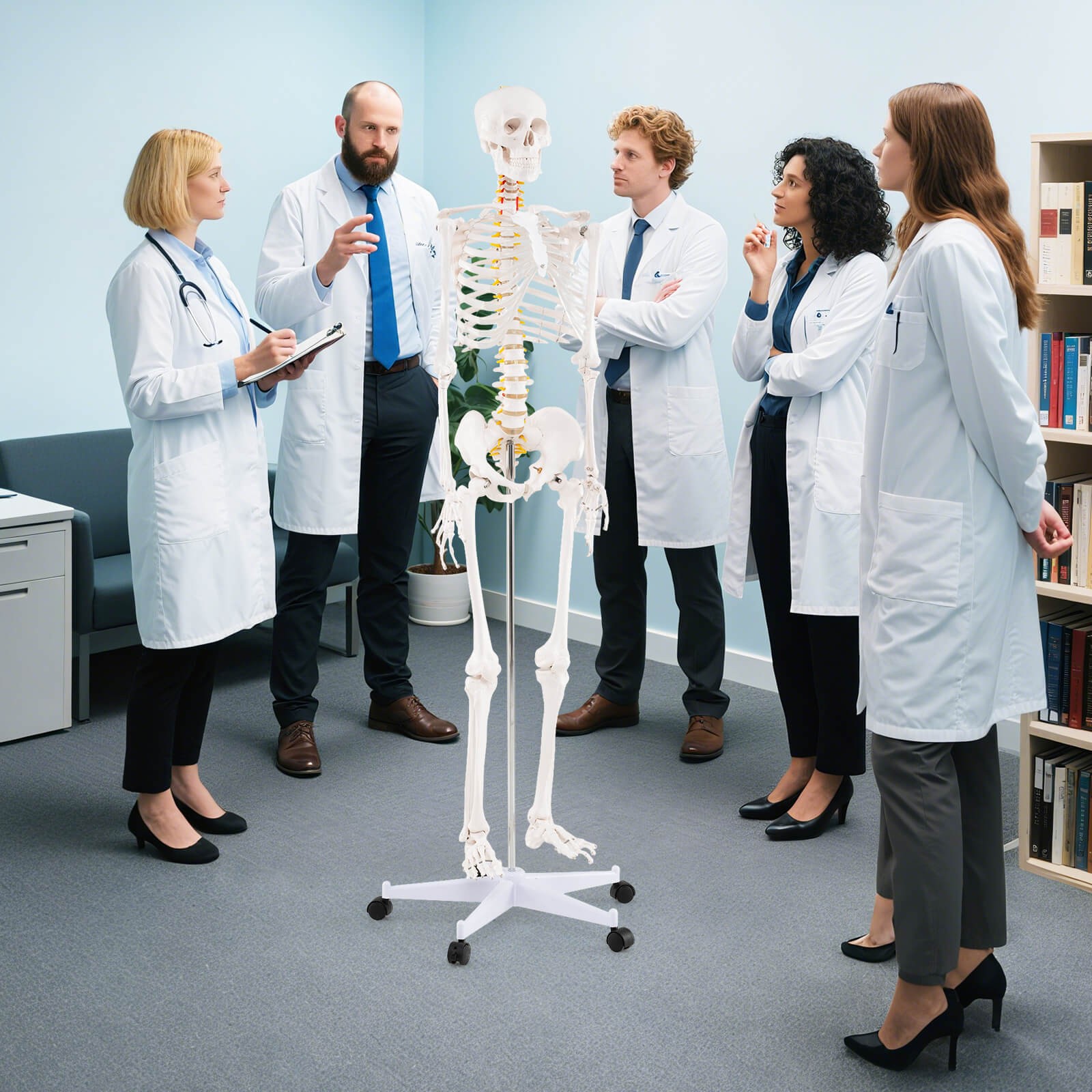70.8″ Life-size Skeleton Model Medical School Human Anatomy W/Rolling Stand
