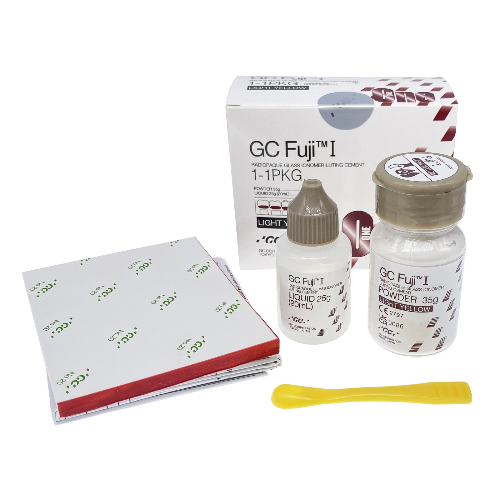 Dental Fuji I GIass lnomer Luting Cement Set 35g Powder 25g Liquid Light Yellow