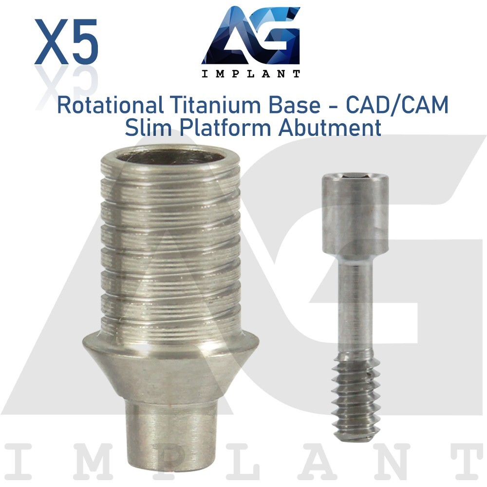 5 Rotational Titanium Base CAD/CAM Slim Platform Prosthetic Int Hex 2.0mm
