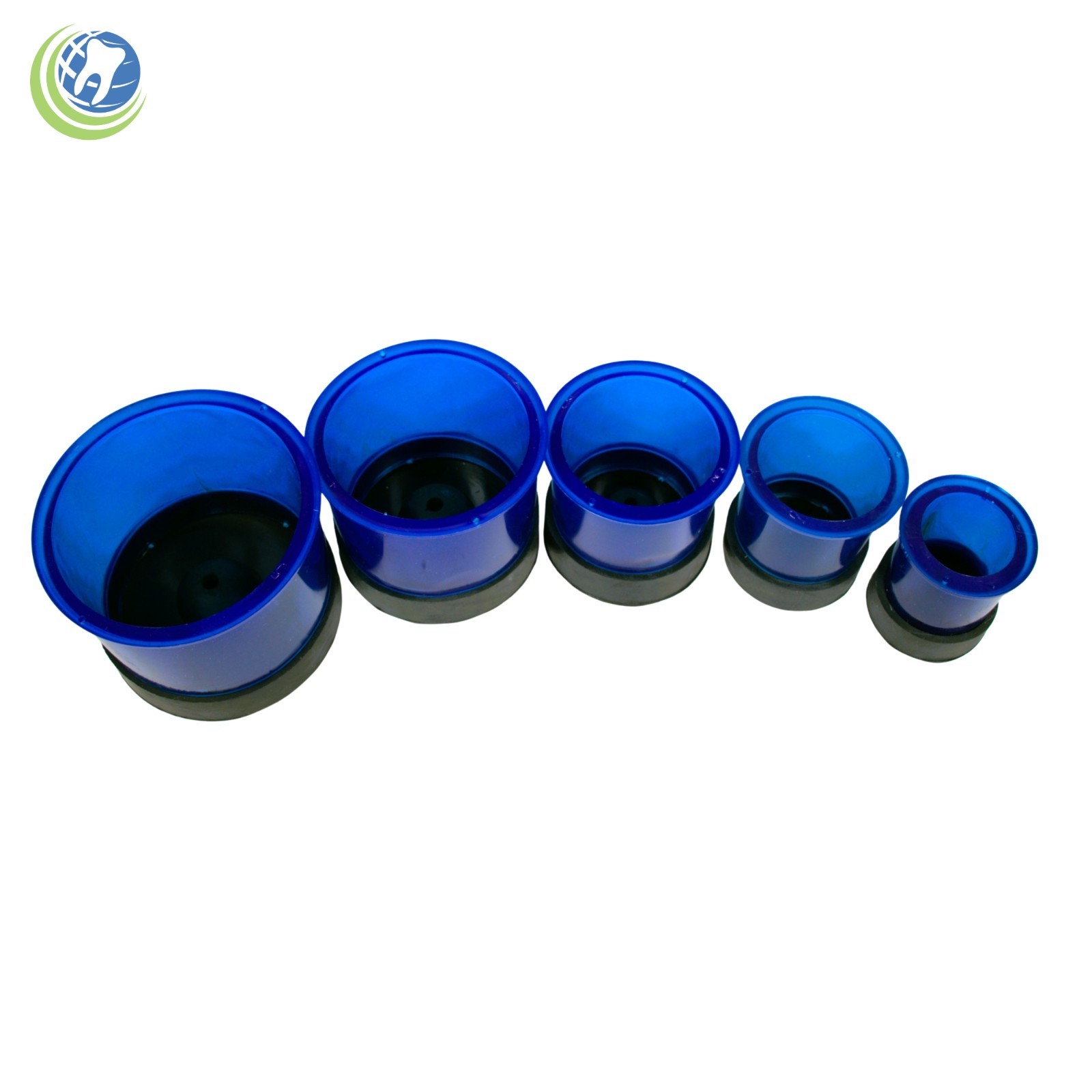 5 PIECE SET DENTAL JEWERLY SILICONE ROUND CASTING FLASKS RINGS FORMERS W/BASE