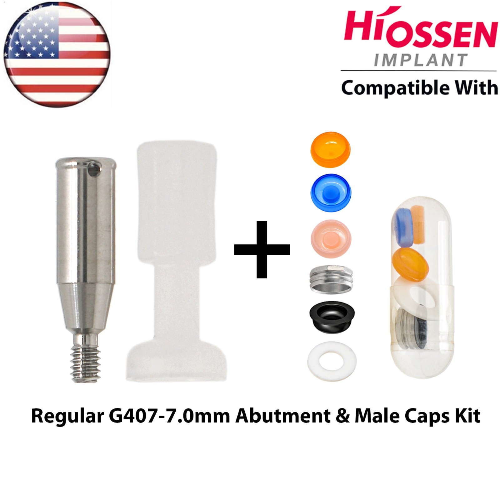 US For Hiossen ET Dental Overdenture Locator Attachment Regular & Male Caps Kit