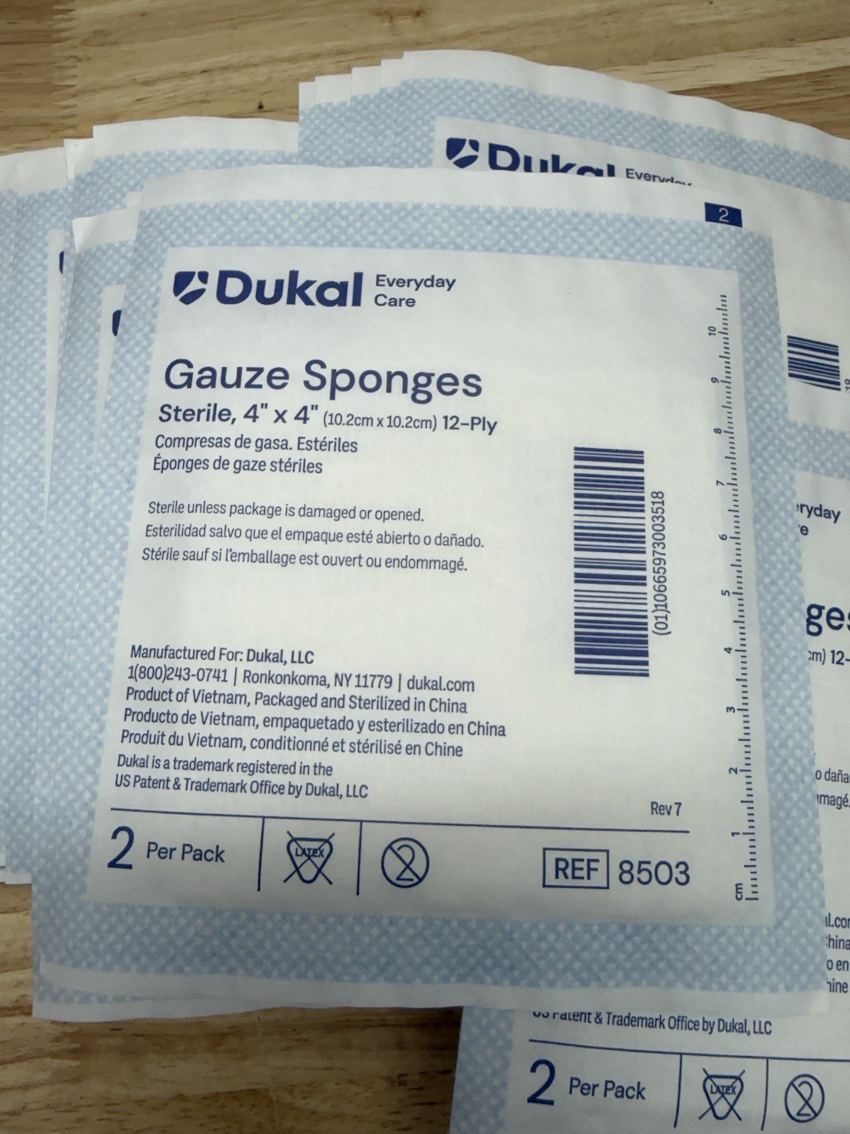 Dukal 8503 Gauze Sponges 4×4” Sterile 100% Woven, 12-Ply 25 Count Tray