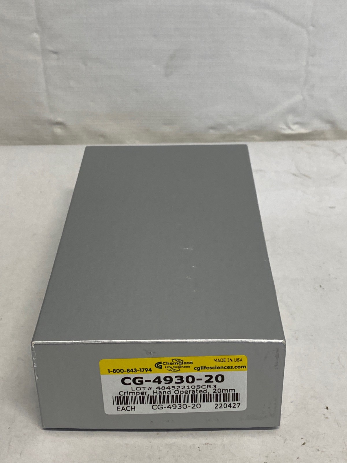 New CHEMGLASS 20mm SS Coated Metal Crimp Top Vial Hand Crimper Tool CG-4930-20