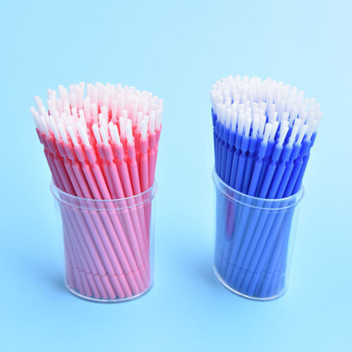 100 Pcs/1 Box Dental Oral Disposable Micro Brush Applicator Bendable Color Pink