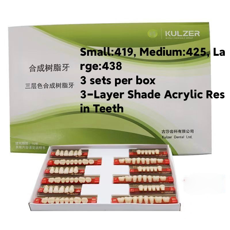 3 Layer Synthetic Resin Teeth Kit 3 Sets Box for Denture Making