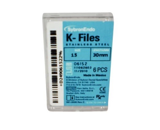Kerr Sybron Endo Dental 30mm Stainless Steel K-files 6-file per box all size