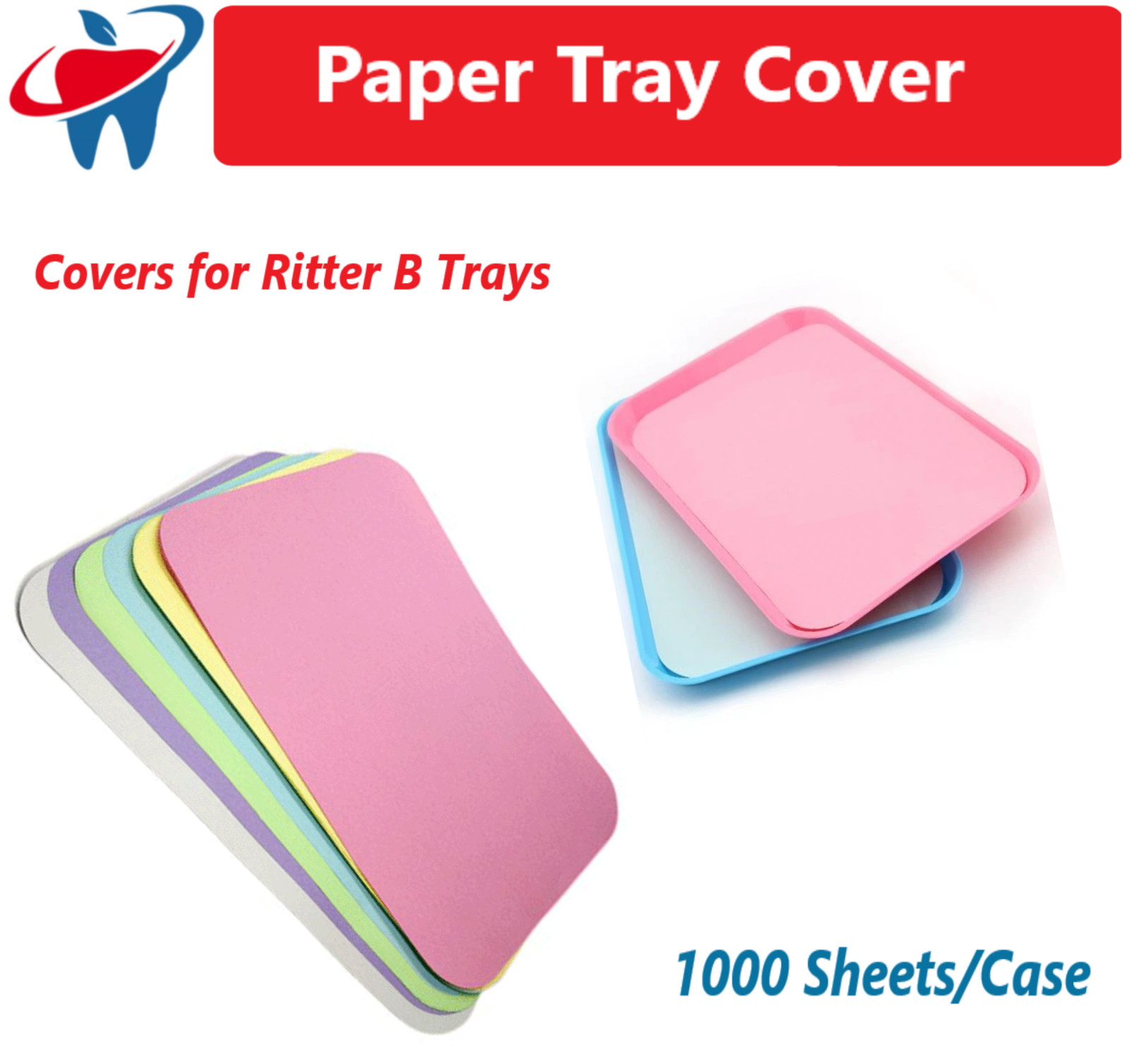 1case, 1000 Pcs, Dental Paper Tray Cover, Size B (12.25″ x 8.5″) – All colors