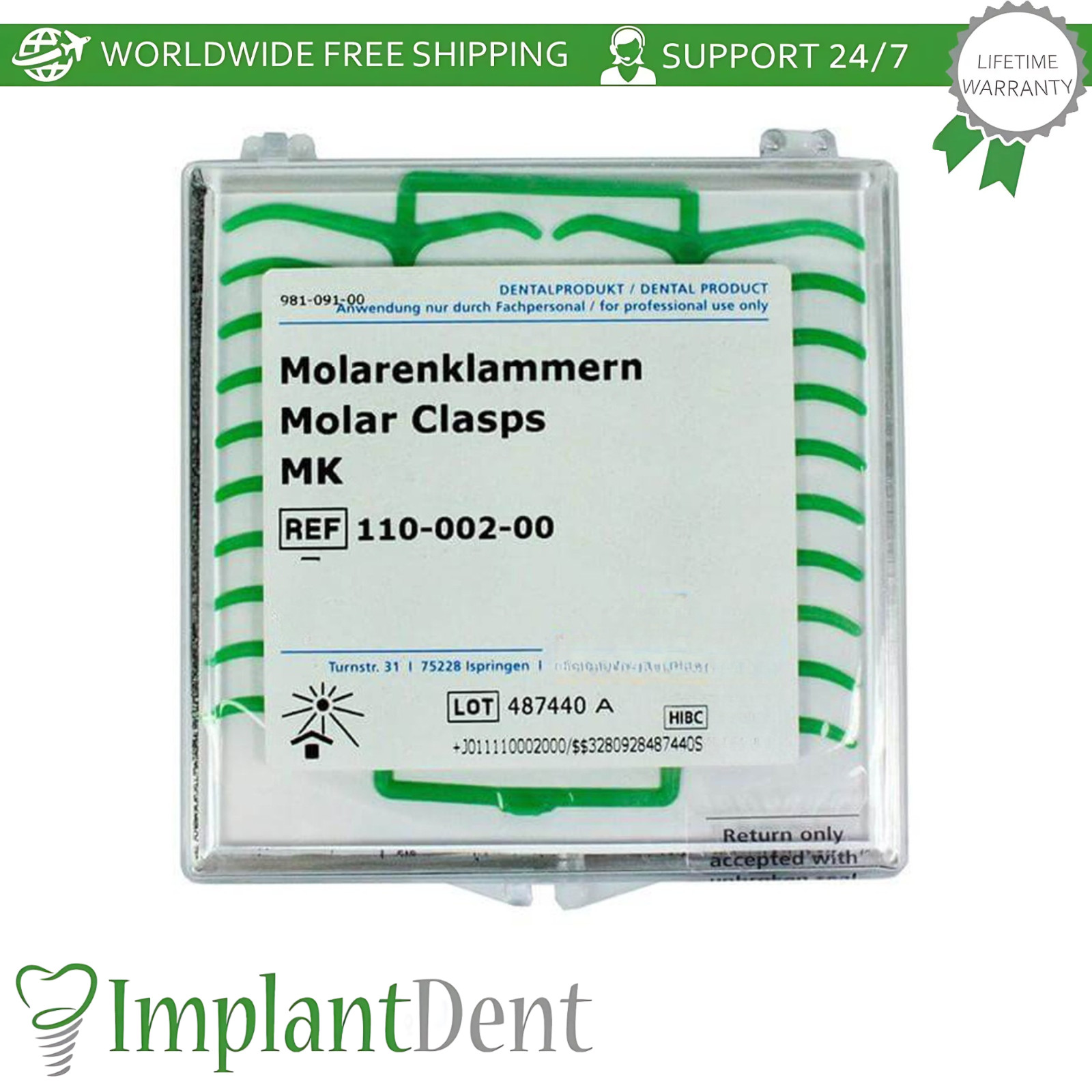 200pcs Dental Green Wax MoIar Clasps Direct Retainers for Partial Dentures