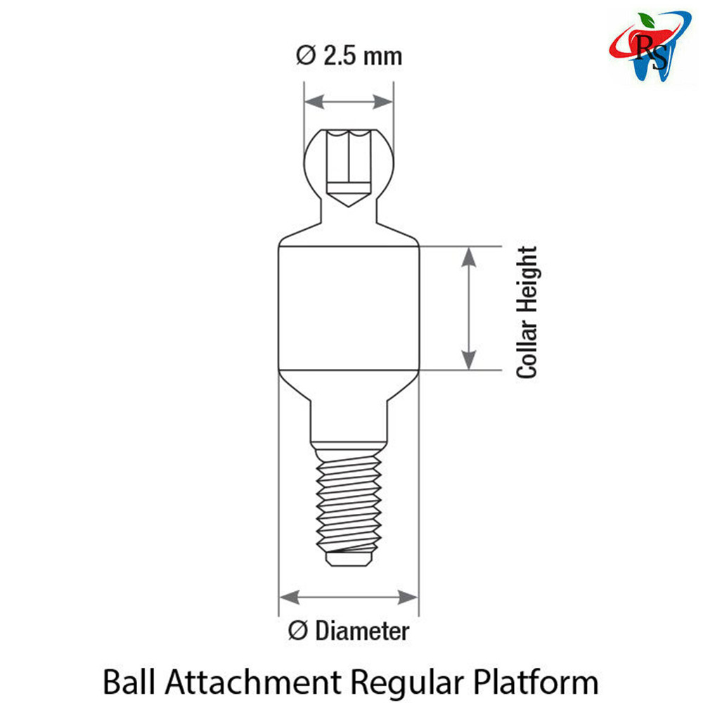 1x Kit Dental Straight Ball Attachment Standard Silicone Metal Cap Isolate Ring