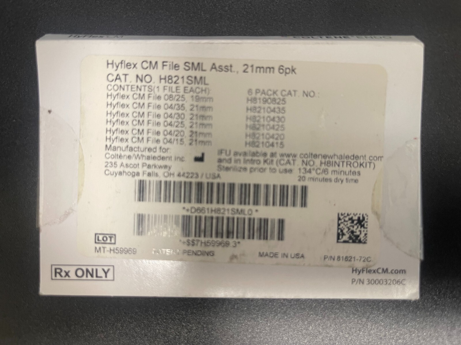COLTENE HYFLEX CM FILES ROTARY FILE SYSTEM 21mm SML 6pk