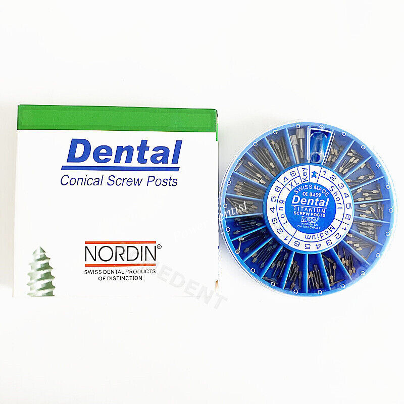 1 Box Dental Root Canal Pins Conical Plated Screw Post Core Repair Kit Titanium