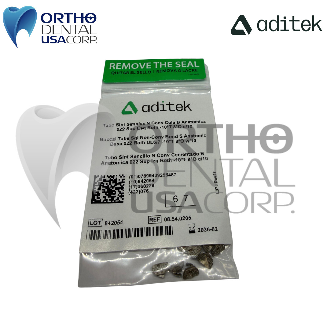 Buccal Tube Sgl Non-Conv Bond S Anatomic Base 022 Roth UL6/7 -10°T 8°O w/10 Adit