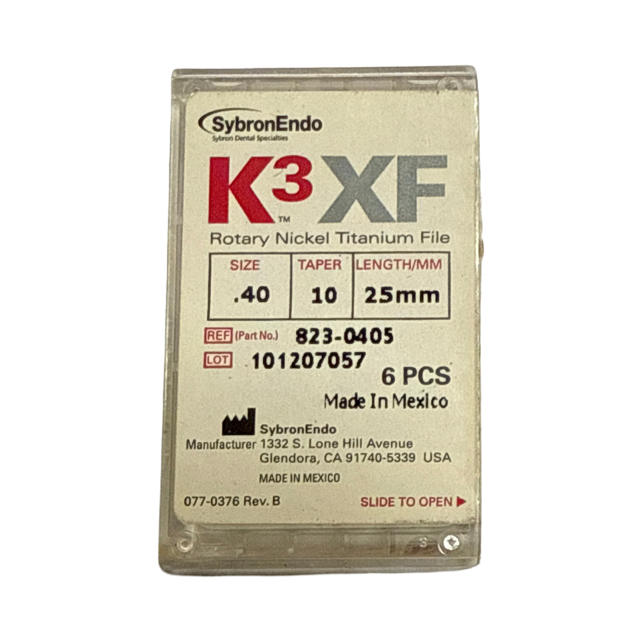 SybronEndo K3 Nickel-Titanium Files NiTi Endo Files K3 .40/.10 25mm