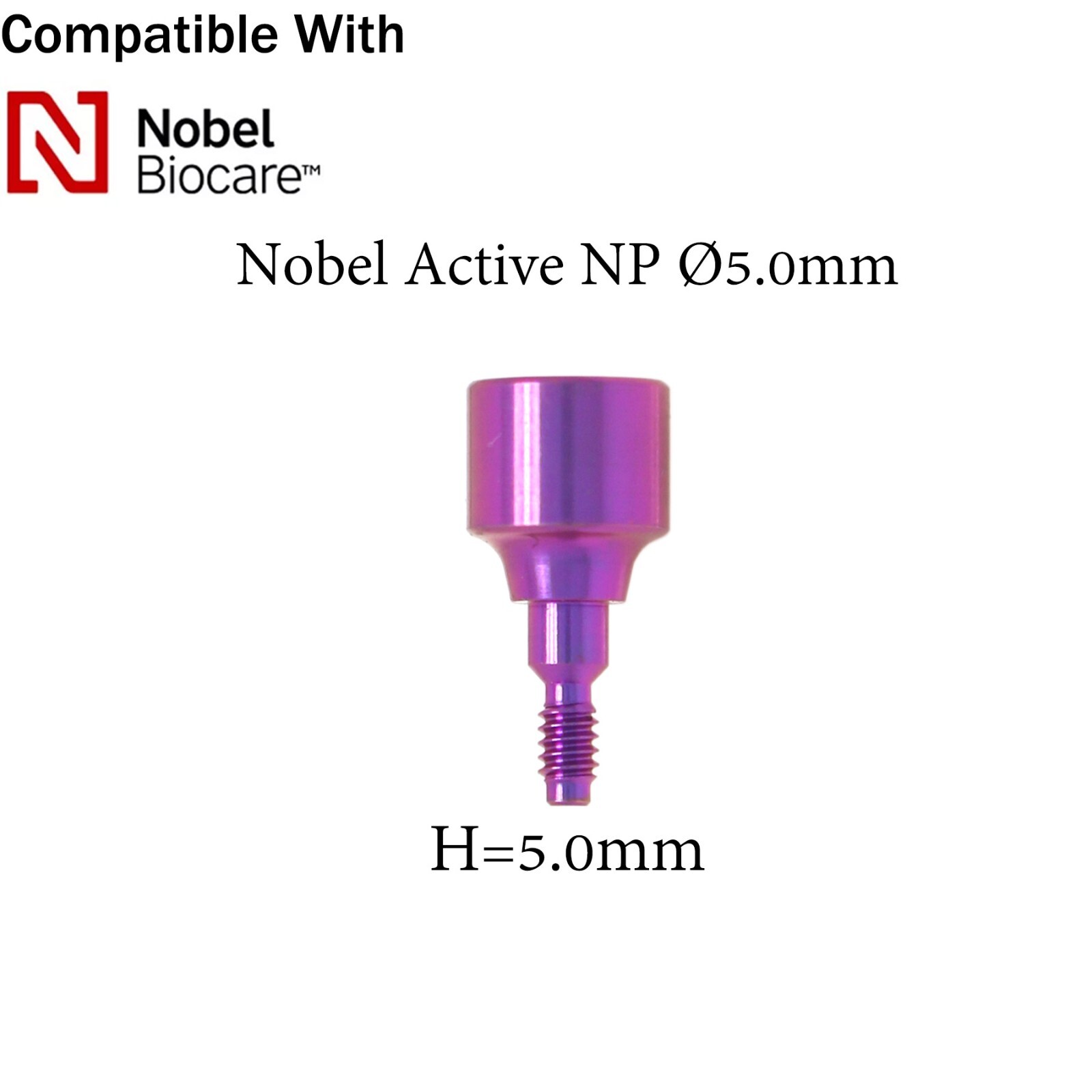 Dental Healing Cap Abutment NP Ø3.6/5.0mm fits NOBEL Active H=3.0/5.0/7.0mm