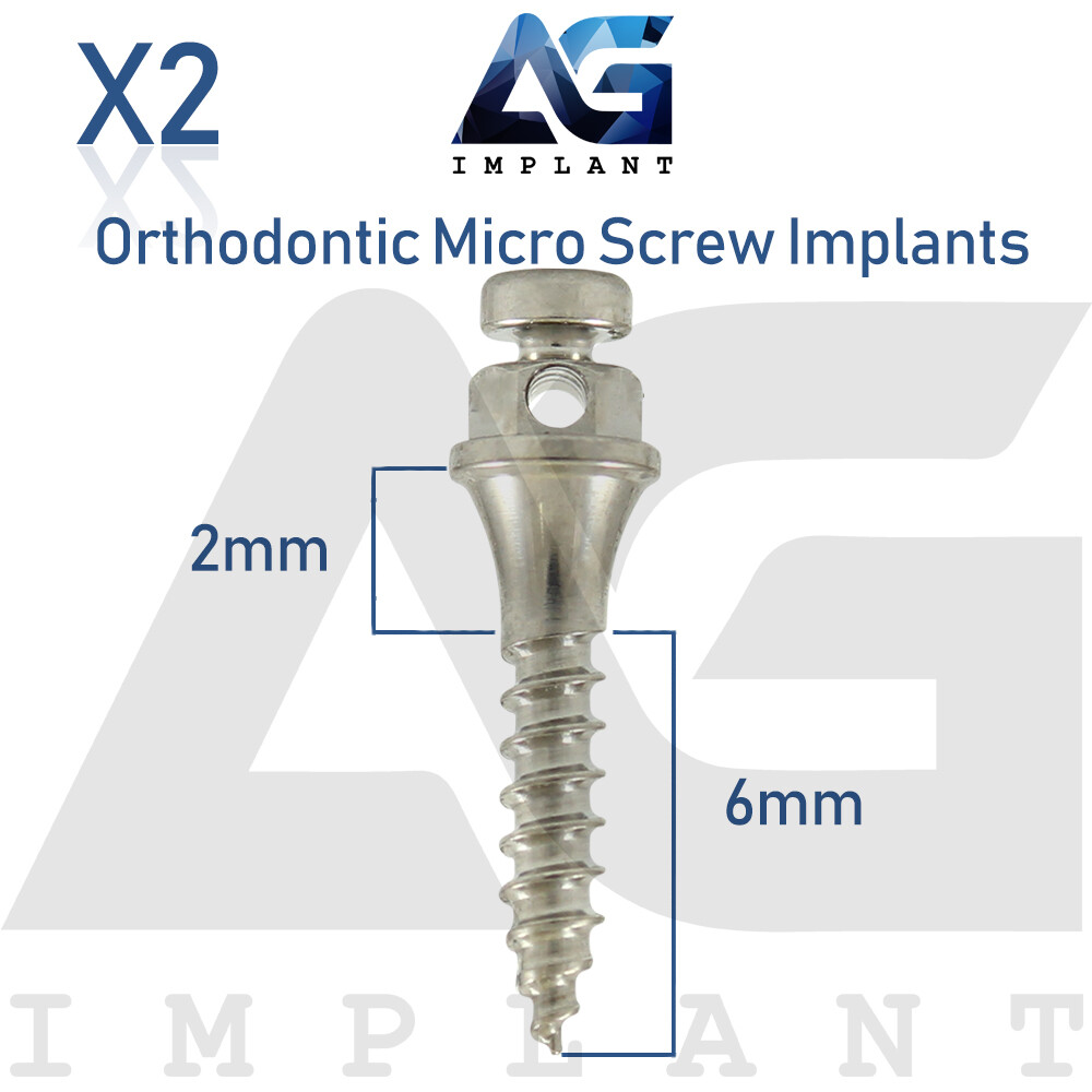 2 Dental Self Drilling Orthodontic Micro Screw Titanium Sterile 2mmx6mm