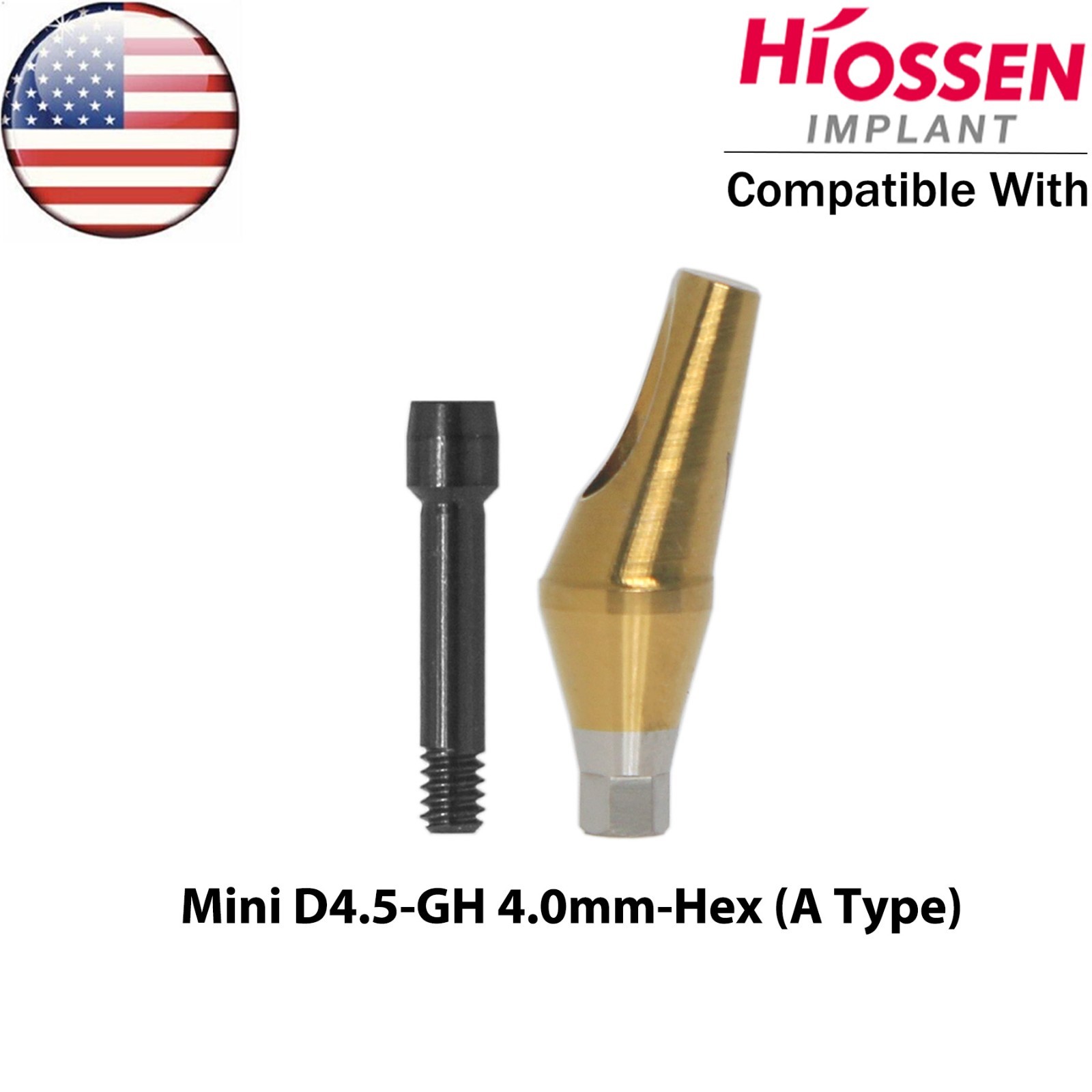 US Dental 17° Angled Anatomic Abutment For Hiossen Osstem Mini Ø4.5mm Platform