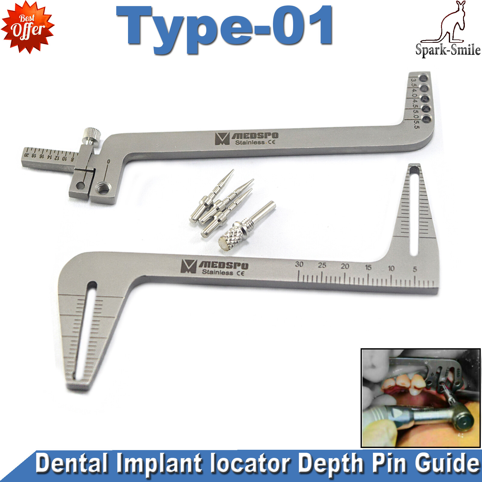 Surgical Dental Implant locator Depth Pin Guide Gauge Locator Parallel 2 Pieces