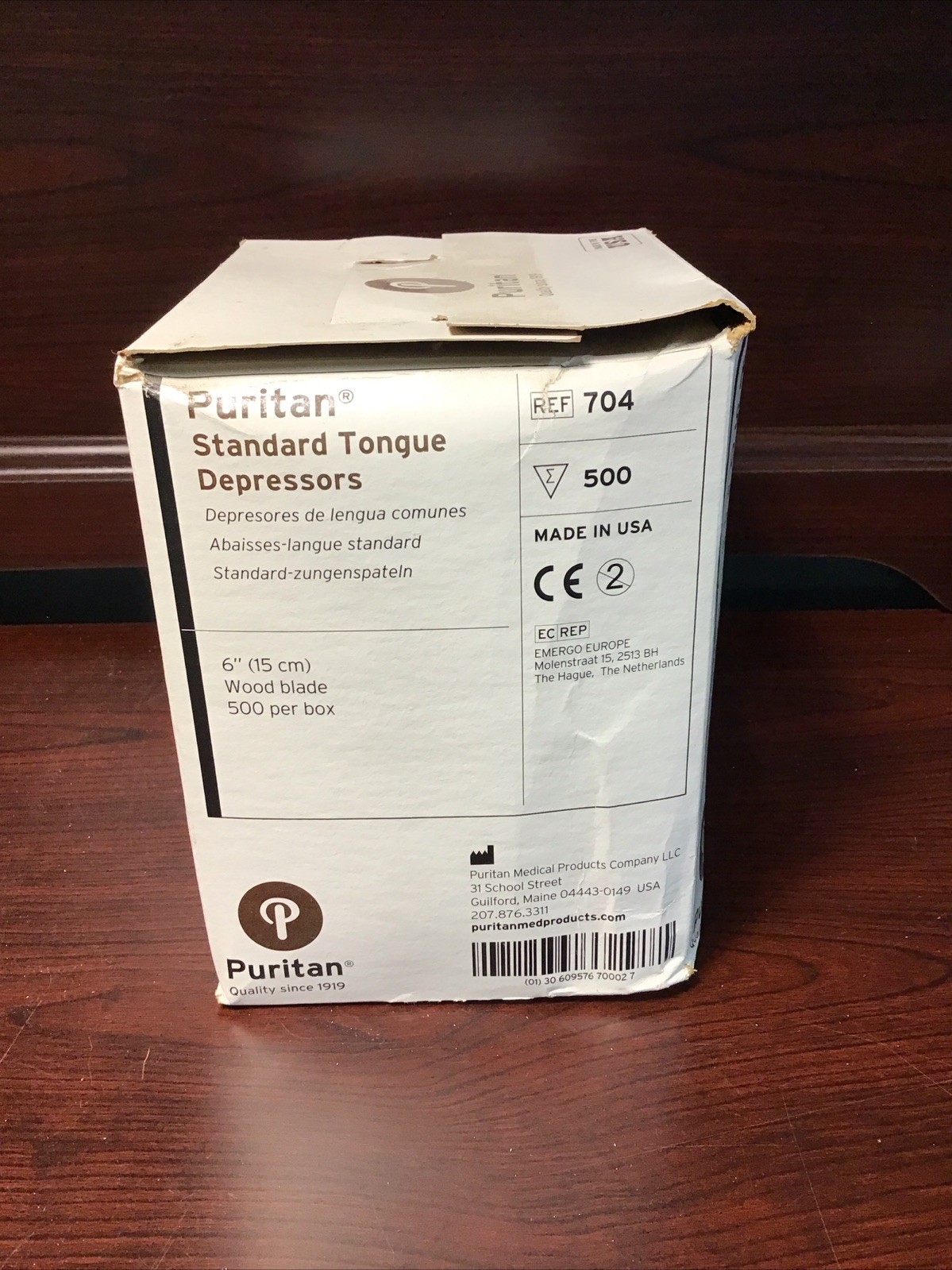 Puritan, Standard Toughest Depressors, 6” (15cm), Wood Blade, 500 Per Box, #704