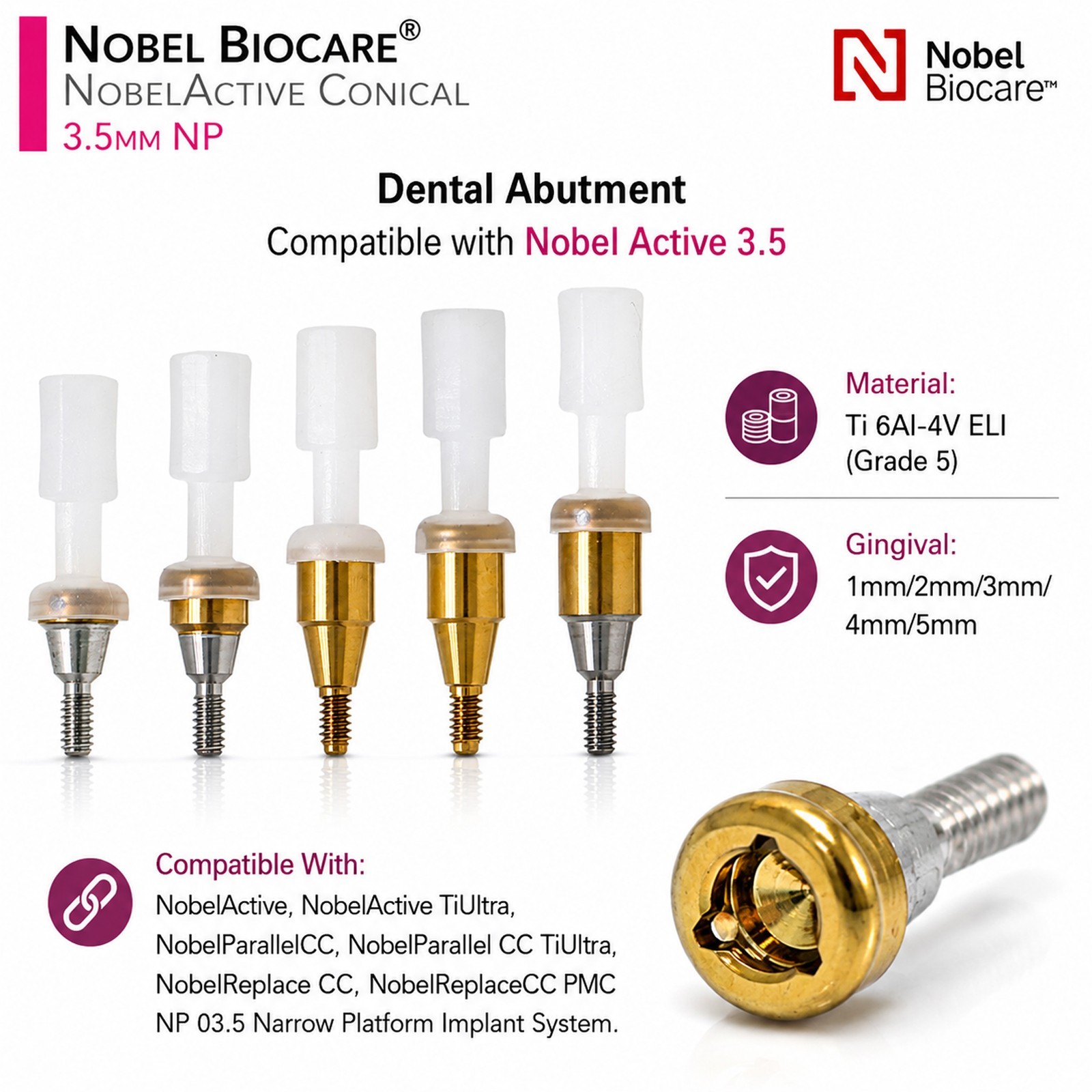 US Dental ZEST Locator Tapered Abutment Nobel Active NP & RP Conical Connection